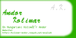 andor kolimar business card